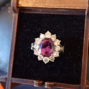 Purple mood ring, sterling silver 925 stamped